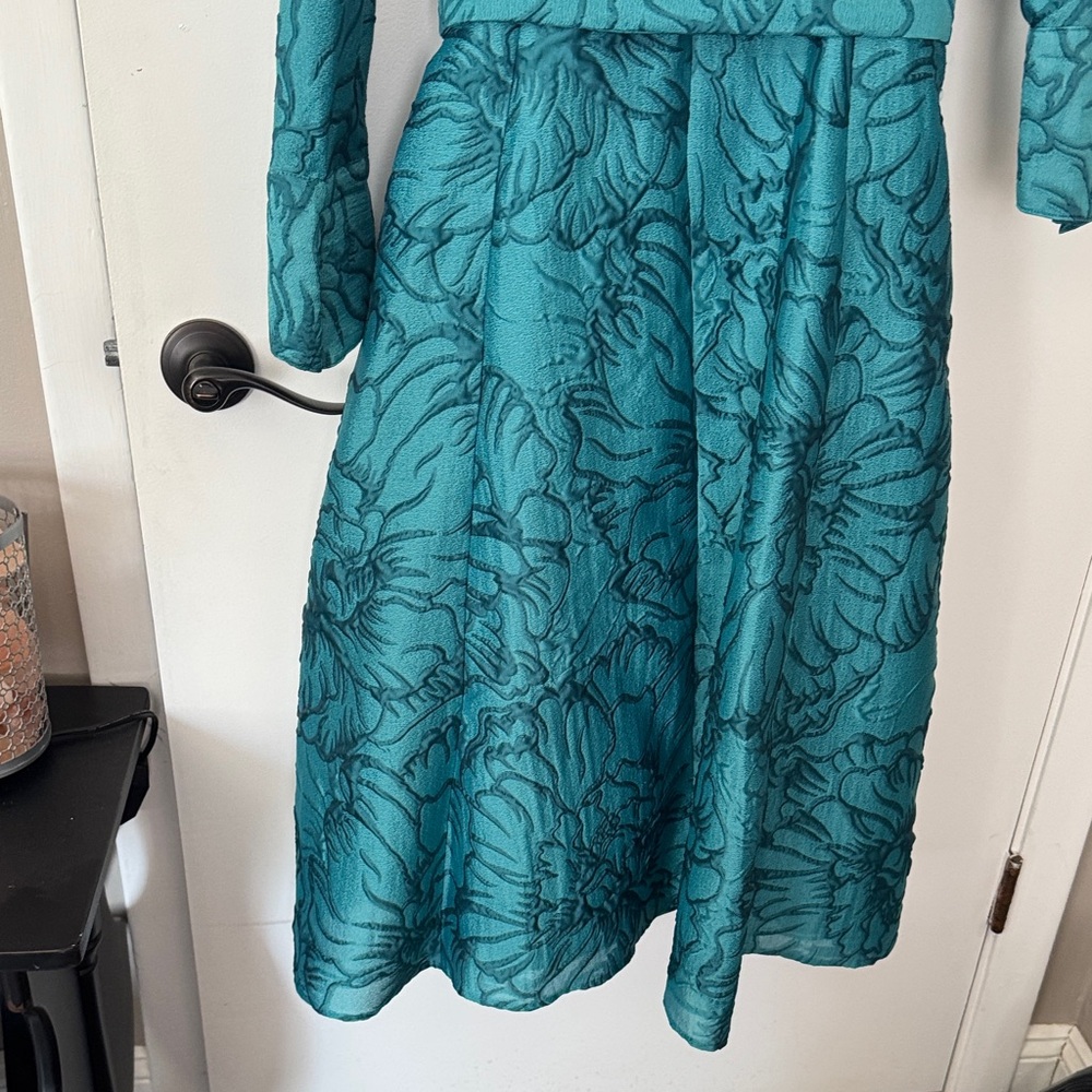 Teri Jon Turquoise Patterned Blouse - image 4